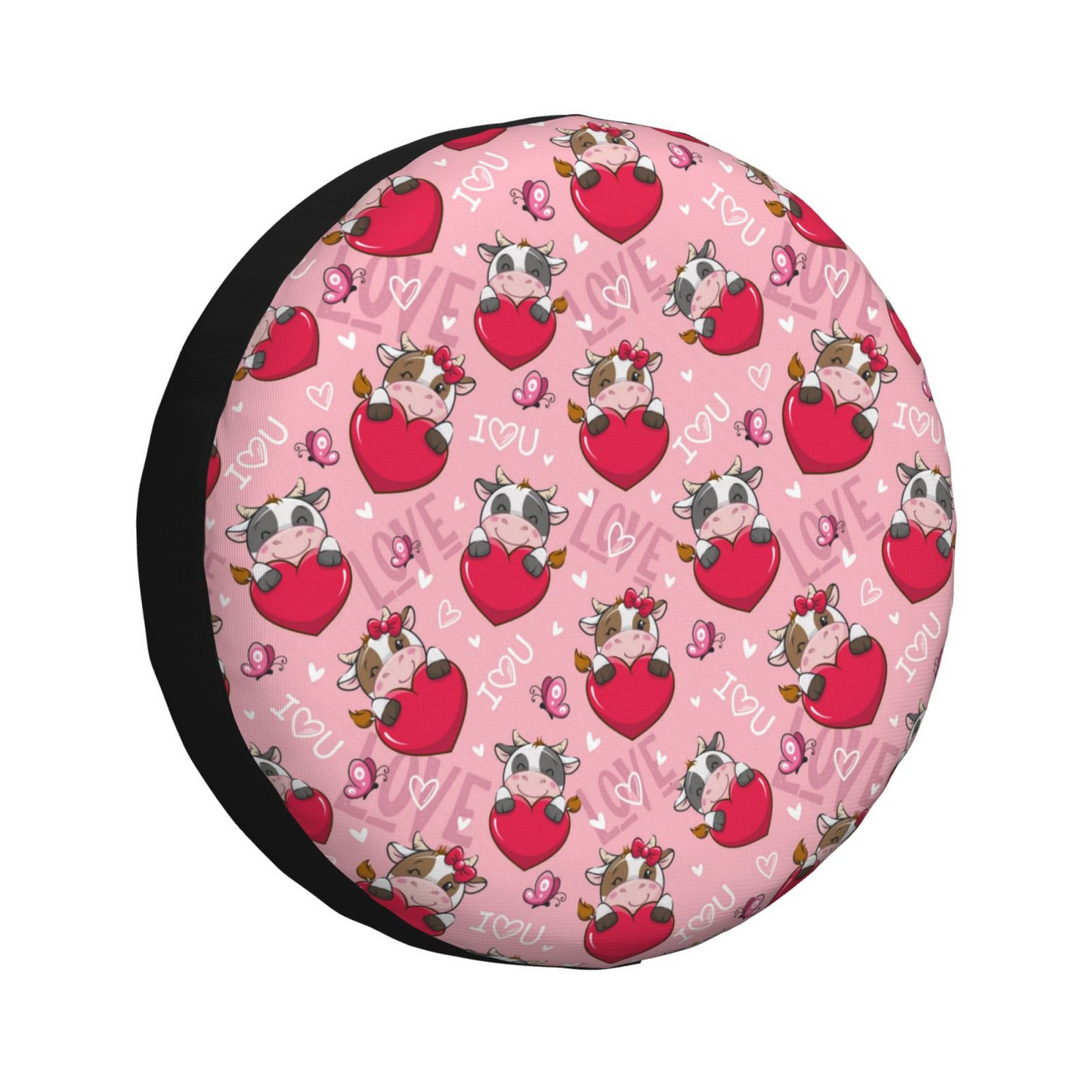 Cow Spare Tire Cover Cute Cow Heart I Love U Pattern Tire Covers Pink