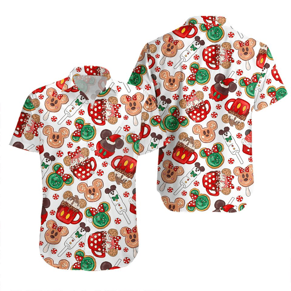 DN Hawaii Shirt DN Mouse Head Christmas Food And Drink Hawaiian Shirt Colorful Unisex