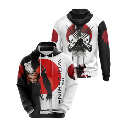 Wolverine Hoodie MV The Wolverine Silhouette Graphic Hoodie Black White Unisex