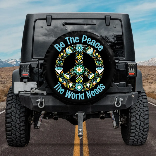 Hippie Spare Tire Cover Be The Peace The World Need Tire Covers Black Blue