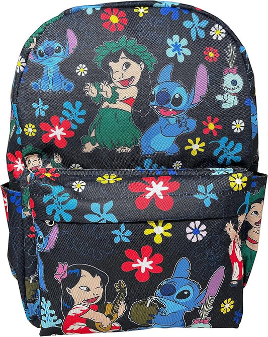 Stitch Backpack DN Lilo And Stitch Hula Dancing Pattern Backpacks Black