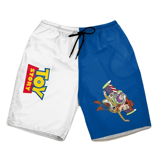 Toy Story Shorts Toy Story Buzz Lightyear And Sheriff Woody Beach Shorts Blue White