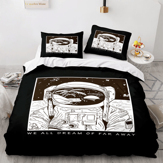 Astronaut Bedding Set We All Dream Of Far Away Duvet Covers Black White Unique Gift