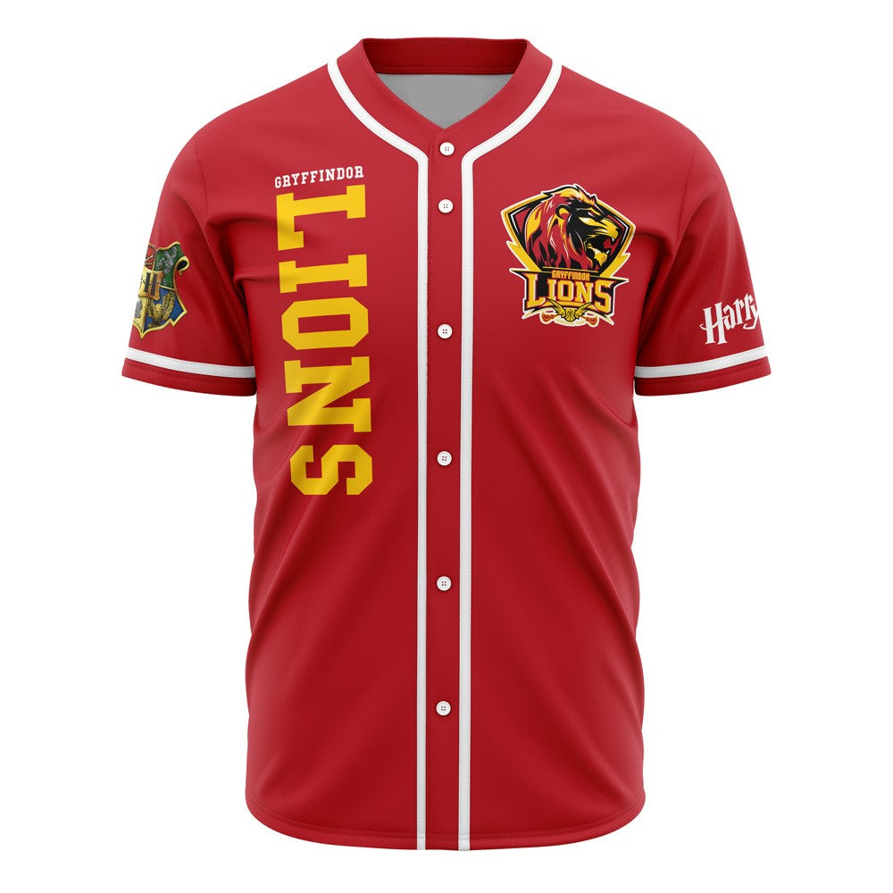 HP Jersey HP Hogwarts Symbol Gryffindor Lions House Crest Potter Red Jersey Shirt HP Baseball Jersey