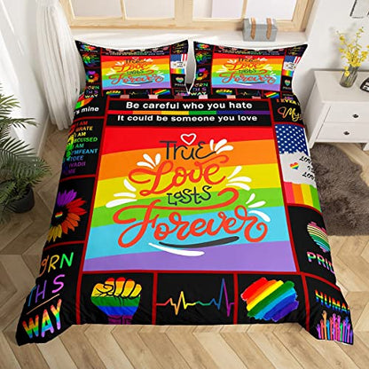 LGBT Bedding Set True Love Last Forever Duvet Covers Colorful Unique Gift