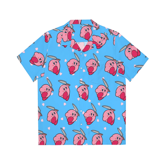 Kirby Hawaii Shirt Kirby With Knife Pattern Hawaiian Shirt Blue Pink Unisex