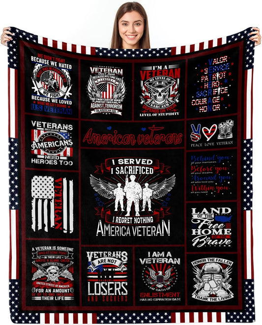 Veteran Blanket Honor The Fallen Thank The Living Blanket Black