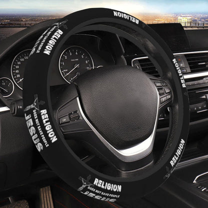 Jesus Steering Wheel Cover Religious Does Not Save People Jesus Is Driving Wheel Cover Black White