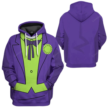 Joker Hoodie DC Joker Animated TV Show Costume T-shirt Purple Green Unisex