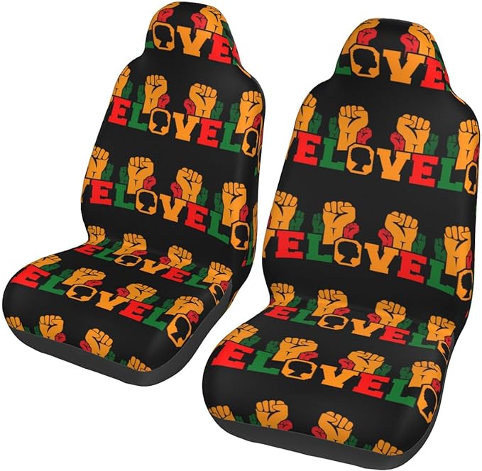 Juneteenth Car Seat Covers Love Hand Fist Pattern Seat Covers Colorful