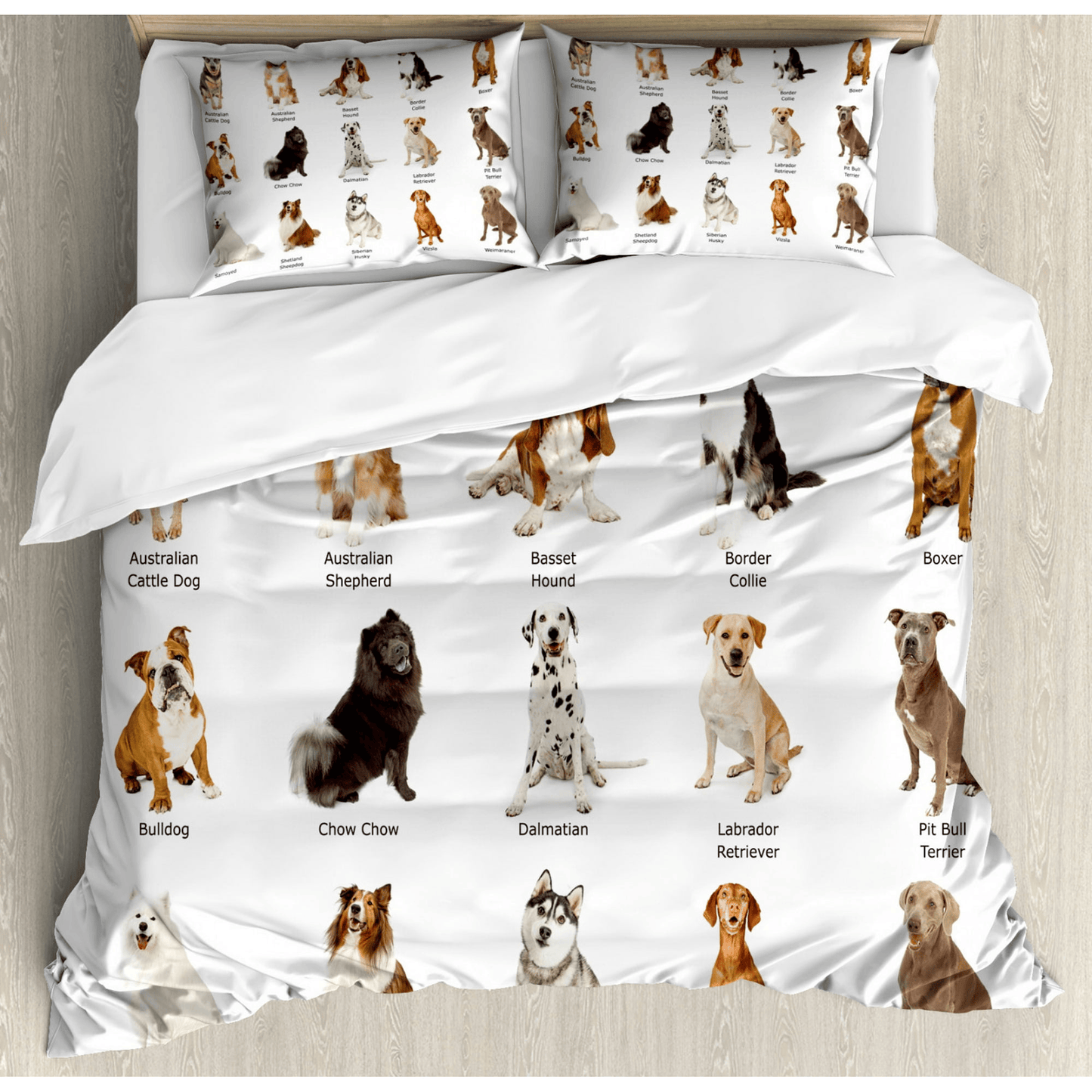 Dog Bedding Set A Group Of Different Puppy Breeds Duvet Covers White Unique Gift