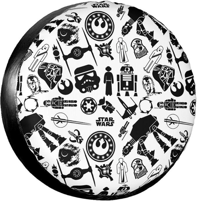 SW Spare Tire Cover SW Characters Symbols Pattern Tire Covers Black White