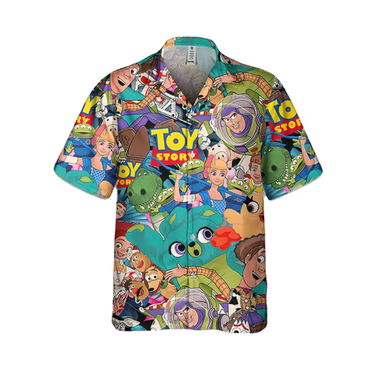 Toy Story Hawaii Shirt DN All Of Toy Story Characters Doodle Graphic Hawaiian Shirt Colorful Unisex