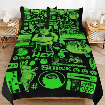 Shrek Bedding Set Go Green Or Go Home Duvet Covers Black Green Unique Gift