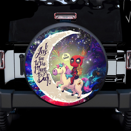 Deadpool Spare Tire Cover MV Deadpool Unicorn Love You To The Moon Tire Covers Colorful