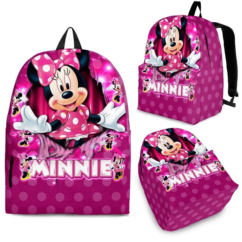 Minnie Backpack DN Cute Minnie Dots Pattern Backpacks Pink