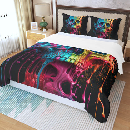 Skull Bedding Set Skull With Splashing Watercolor Duvet Covers Colorful Unique Gift