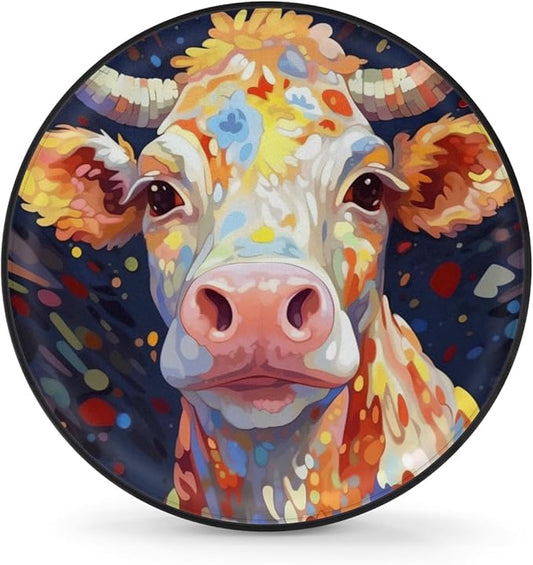 Cow Spare Tire Cover Watercolor Painting Abstract Cow Tire Covers Colorful