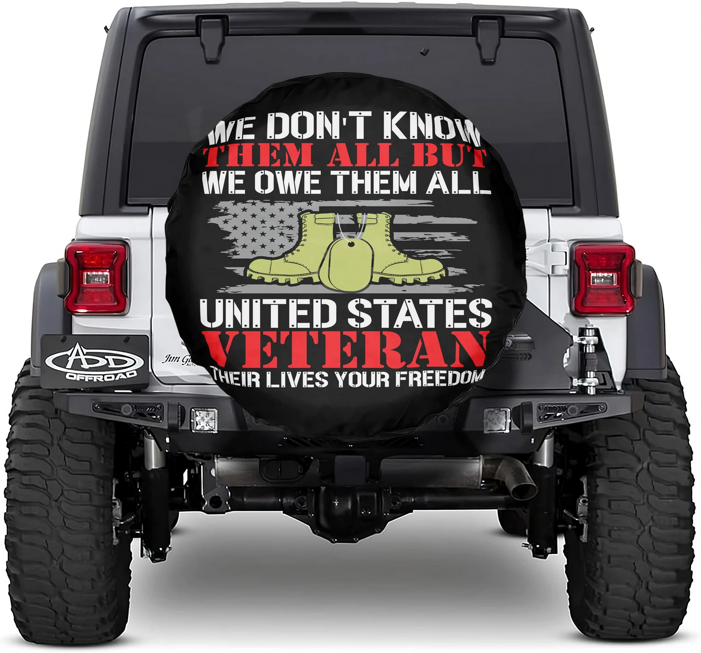 Veteran Spare Tire Cover We Owe Them All United States Veteran Tire Covers Black Red