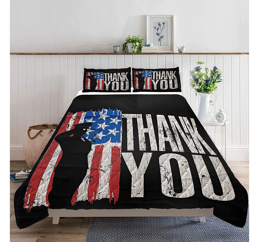 Veteran Bedding Set American Flag Thank You Veteran Duvet Covers Black Unique Gift