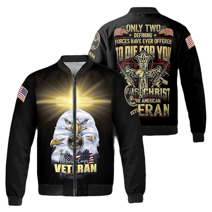 Veteran Bomber Jacket Marine Corps Veteran Eagle Bomber Black Unisex