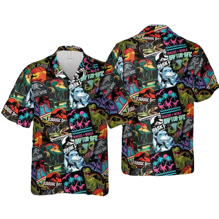 Jurassic Park Hawaii Shirt Jurassic Park Stickers Pattern Hawaiian Shirt Colorful Unisex