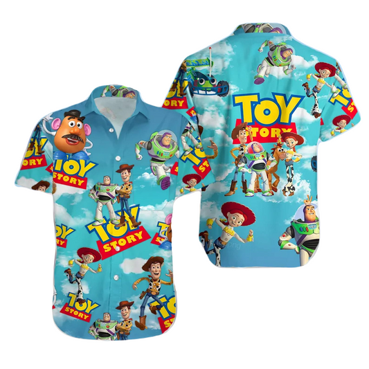 Toy Story Hawaii Shirt DN Toy Story Characters On The Cloud Hawaiian Shirt Blue Unisex