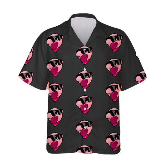 Kirby Hawaii Shirt Cool Glasses Kirby Pattern Hawaiian Shirt Black Unisex