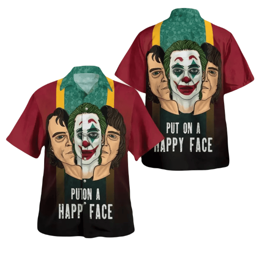 Joker Hawaii Shirt DC Put On A Happy Face Joker Graphic Hawaiian Shirt Colorful Unisex