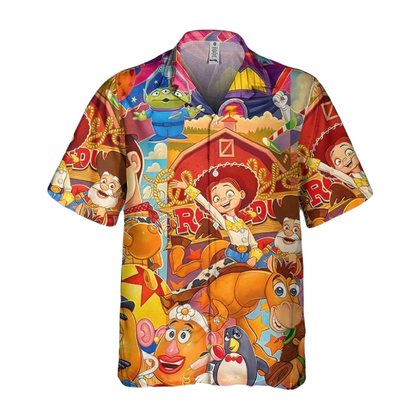 Toy Story Hawaii Shirt DN Toy Story Characters Doodle Graphic Hawaiian Shirt Orange Unisex