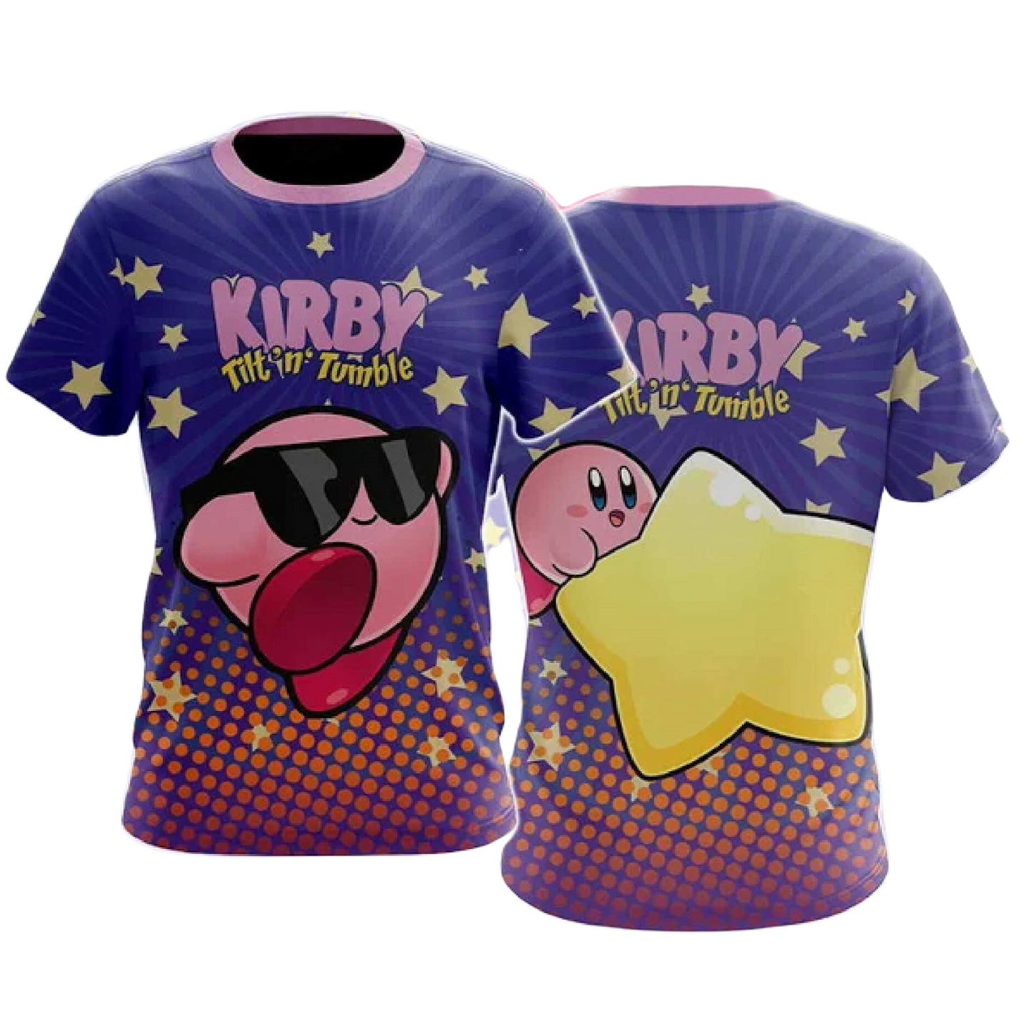 Kirby T-shirt Kirby Tilt N Tumble Star Pattern T-shirt Colorful Unisex