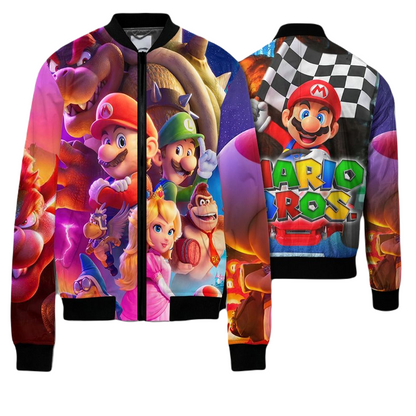 Mario Bomber Jacket Mario Bros Characters Graphic Bomber Colorful Unisex