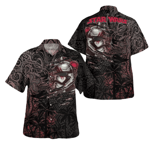 SW Hawaii Shirt SW Stormtrooper Tribal Pattern Hawaiian Shirt Black Brown Unisex