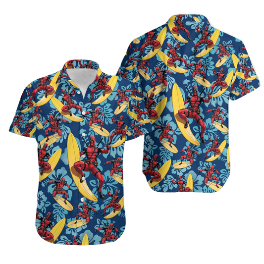 DP Hawaii Shirt MV DP Surfboarding Style Floral Pattern Hawaiian Shirt Blue Unisex