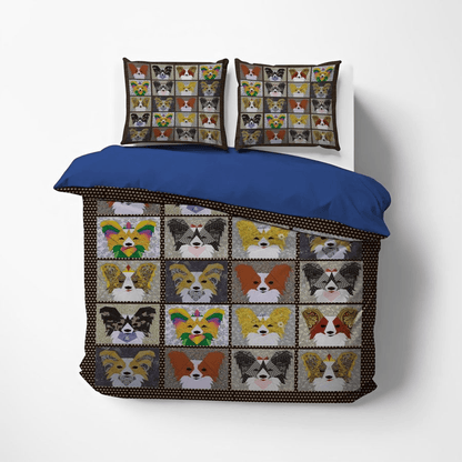 Dog Bedding Set Cute Papillon Dog Pattern Duvet Covers Colorful Unique Gift