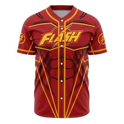 DC Jersey The Flash Bolt DC Comics Suit Armor Costume Red Yellow Jersey Shirt DC Baseball Jersey The Flash Baseball Jersey