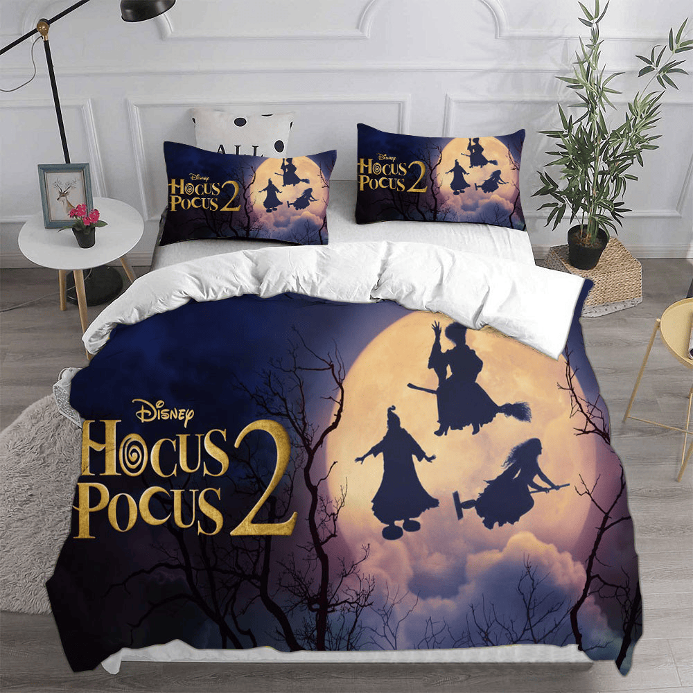 Hocus Pocus Bedding Set Hocus Pocus 2 Characters Silhouette Duvet Covers Purple Unique Gift