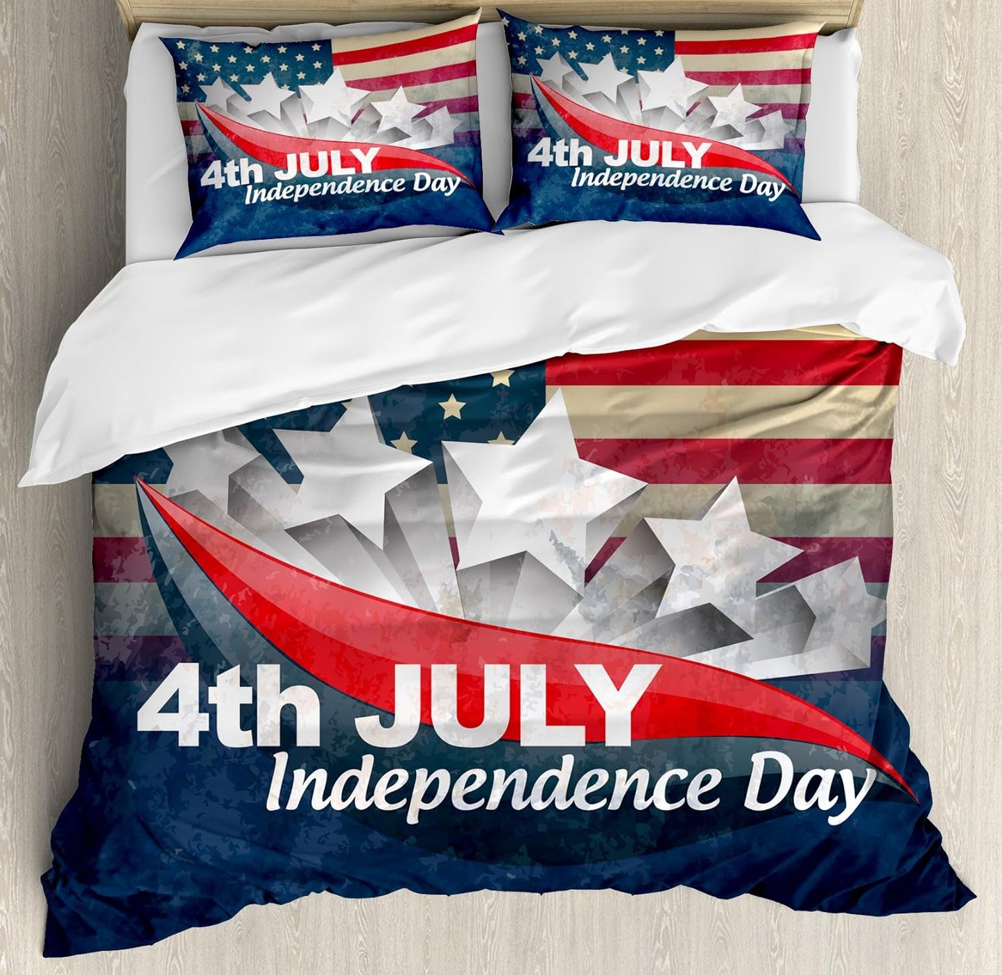 4th of July Bedding Set 4th of July Stars And Flag Duvet Covers Blue Red Unique Gift