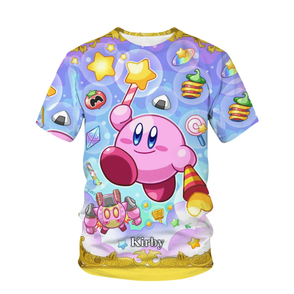 Kirby T-shirt Kirby Star Food Cute Pattern T-shirt Colorful Unisex