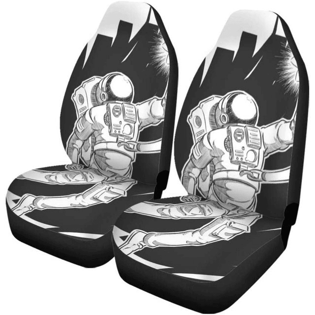 Astronaut Car Seat Covers Astronaut Spaceman Grabbing Star Seat Covers Black White