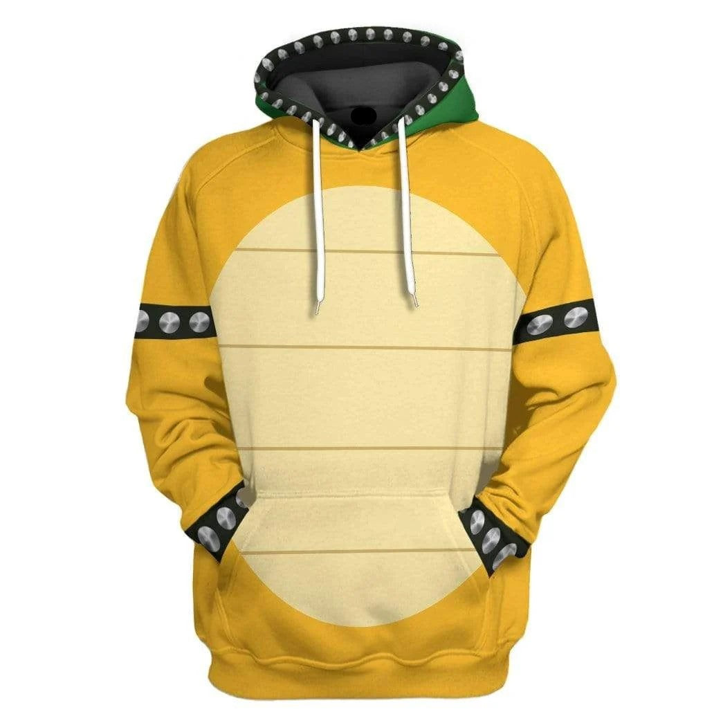 Super Mario Costume Hoodie Game Character Bowser Costume Hoodie Yellow Unisex Adults