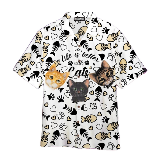 Cat Hawaii Shirt Life Is Better With Cats Hawaiian Shirt White Unisex