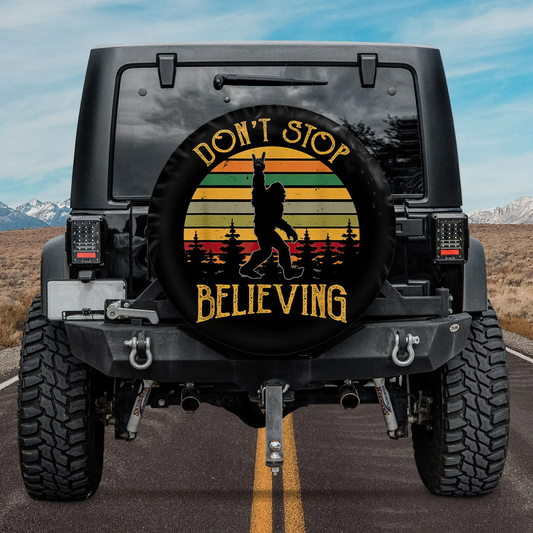 Bigfoot Spare Tire Cover Bigfoot Don't Stop Believing Tire Covers Colorful