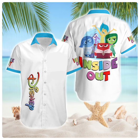 Inside Out Hawaii Shirt DN Inside Out All Emotions Graphic Aloha Shirt White Unisex