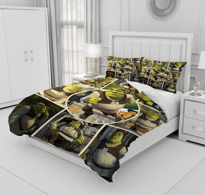 Shrek Bedding Set Shrek The Orge Pattern Duvet Covers Green Unique Gift