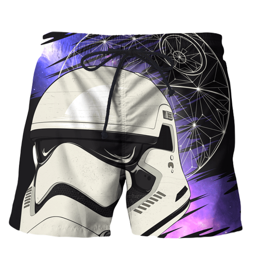 SW Shorts SW Stormtrooper Death Star Graphic Beach Shorts White Purple