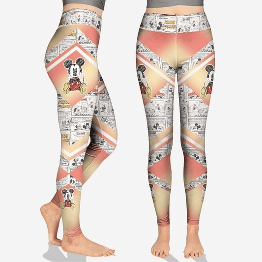 MM Leggings MM Vintage Comic Pattern High Waisted Legging White Red For Women