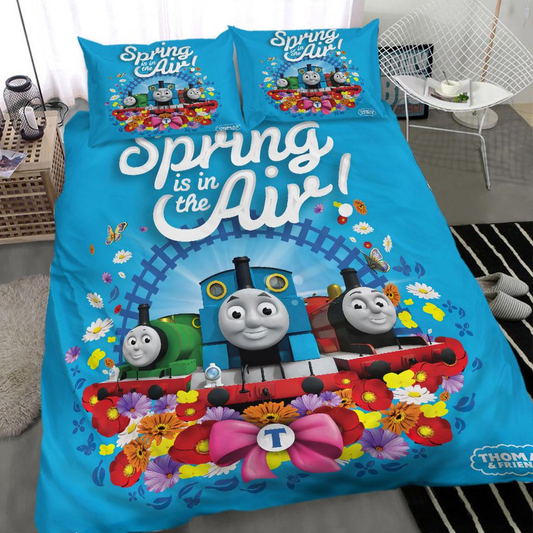 Thomas Train Bedding Set Spring Is In The Air Duvet Covers Blue Unique Gift