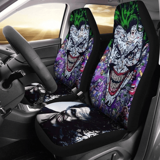 Joker Car Seat Covers DC Joker Face Graphic Pattern Seat Covers Colorful