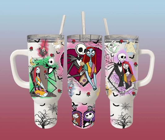 TNBC 40 Oz Tumbler Jack And Sally Nightmare Before Christmas Tumbler 40 Oz Colorful